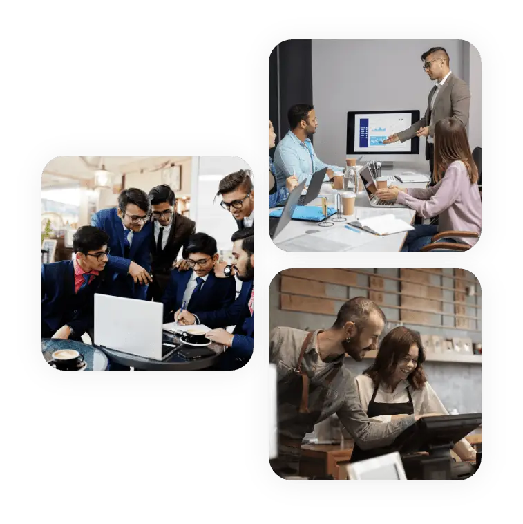 Axion Communications team collaborating in meetings and workplace settings, showcasing effective business communication.